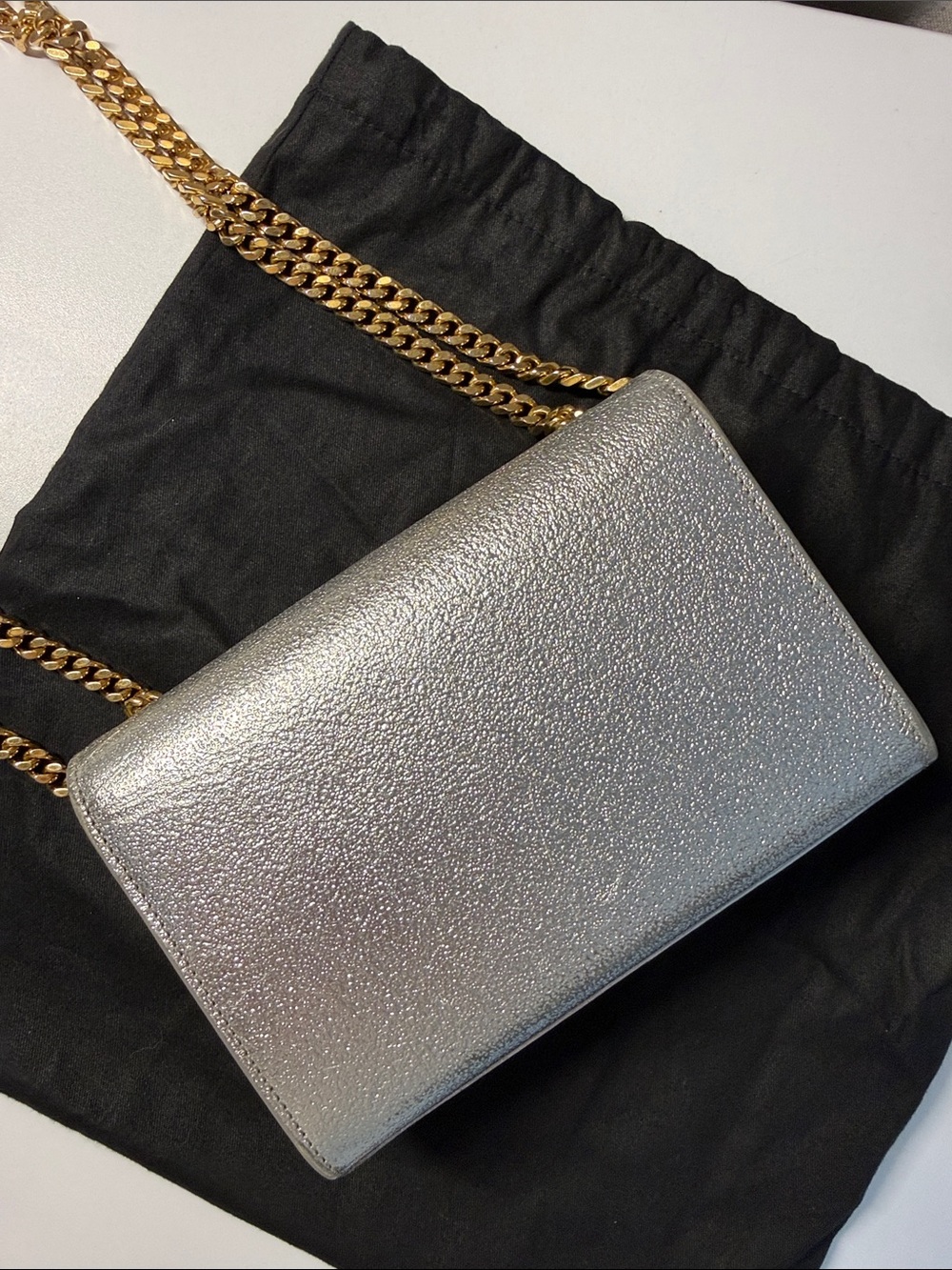 Saint Laurent Silver Metallic Minaudiere with Gold Hardware - Picture 4 of 11
